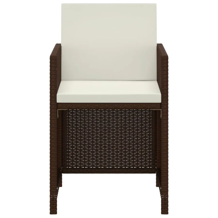 Ensemble à manger de jardin et coussins 3 pcs Poly rotin Marron - 6