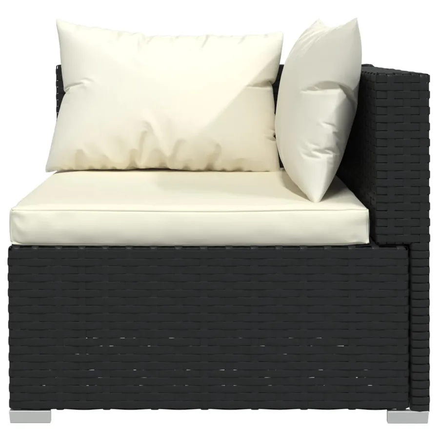 Salon de jardin 7 pcs avec coussins Résine tressée Noir - 4