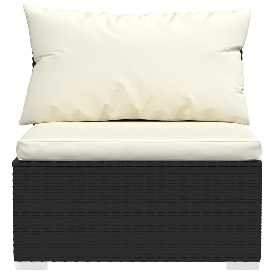 Salon de jardin 7 pcs avec coussins Résine tressée Noir - 6