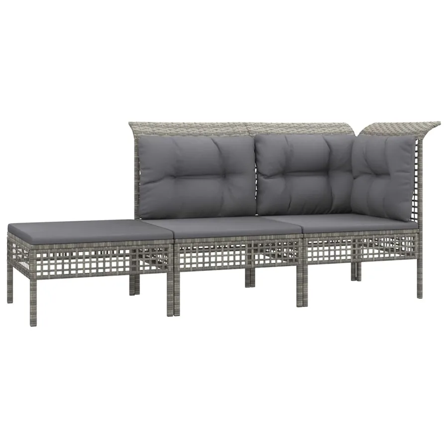 Salon de jardin 7 pcs avec coussins Gris Résine tressée - 4