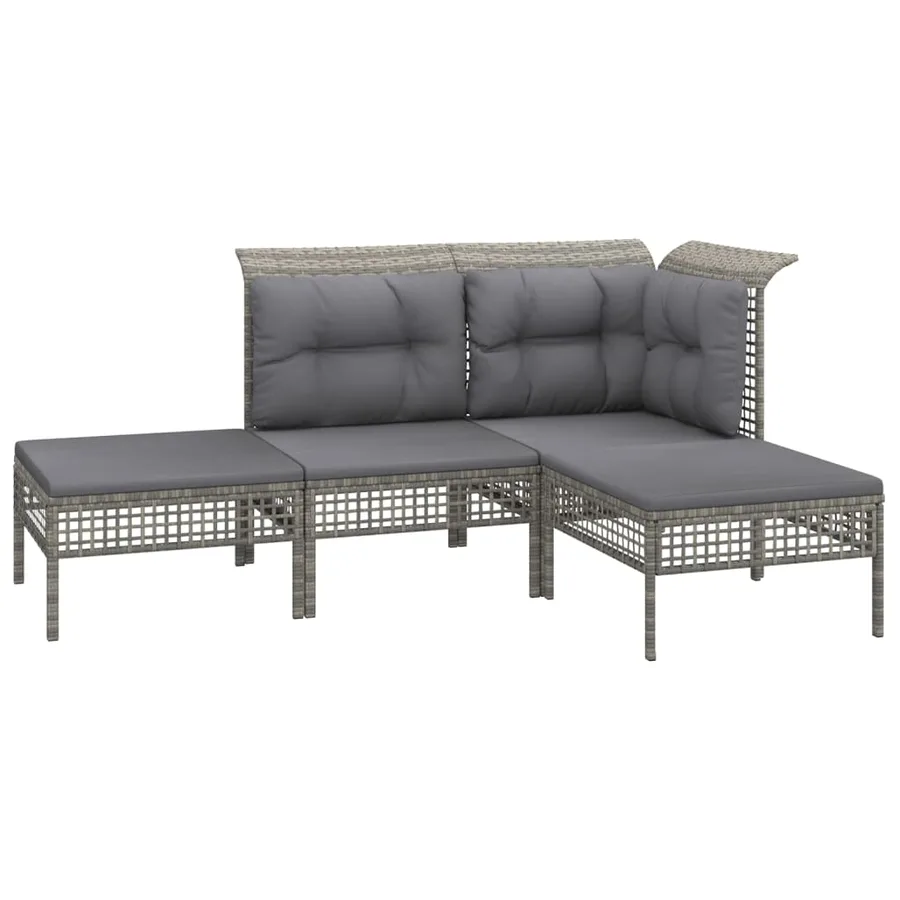 Salon de jardin 7 pcs avec coussins Gris Résine tressée - 5