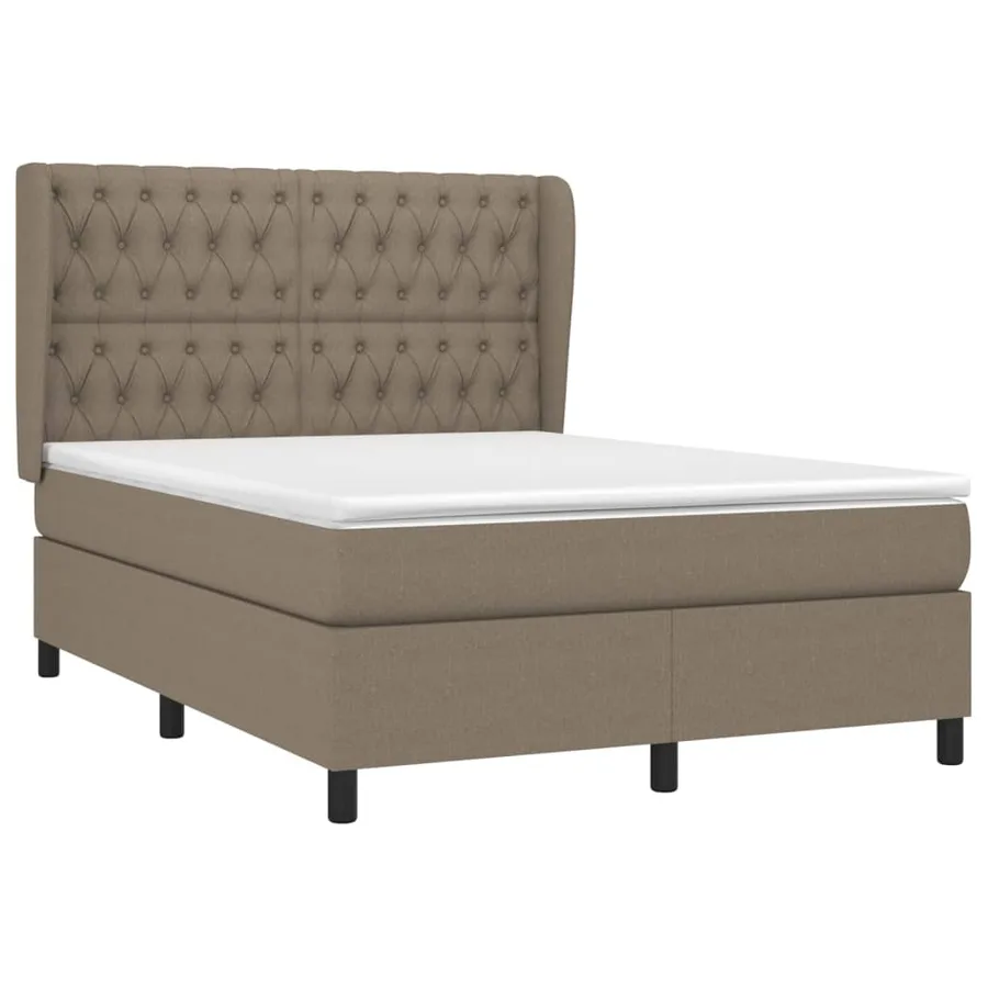 Sommier à lattes de lit avec matelas Taupe 140x190 cm Tissu - 3