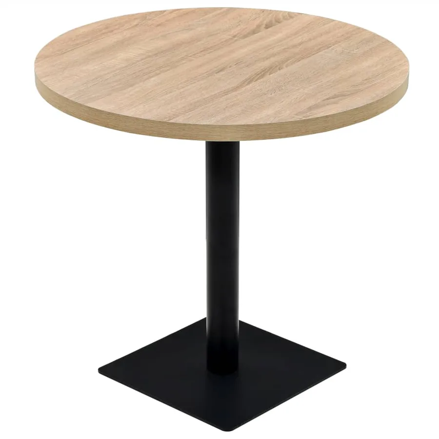 Table de bistro MDF et acier Rond 80 x 75 cm Couleur de chêne - 2