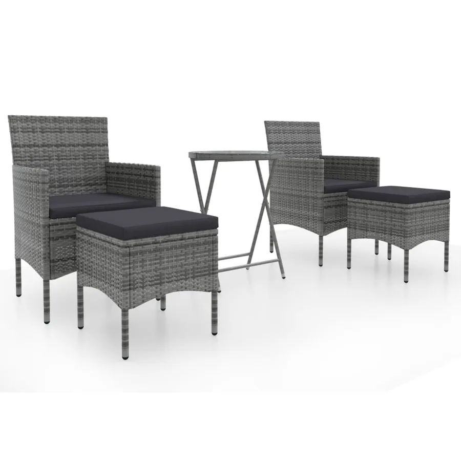 Ensemble de bistro jardin 5pcs Résine tressée verre trempé Gris - 2