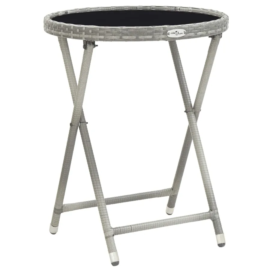 Ensemble de bistro jardin 5pcs Résine tressée verre trempé Gris - 7