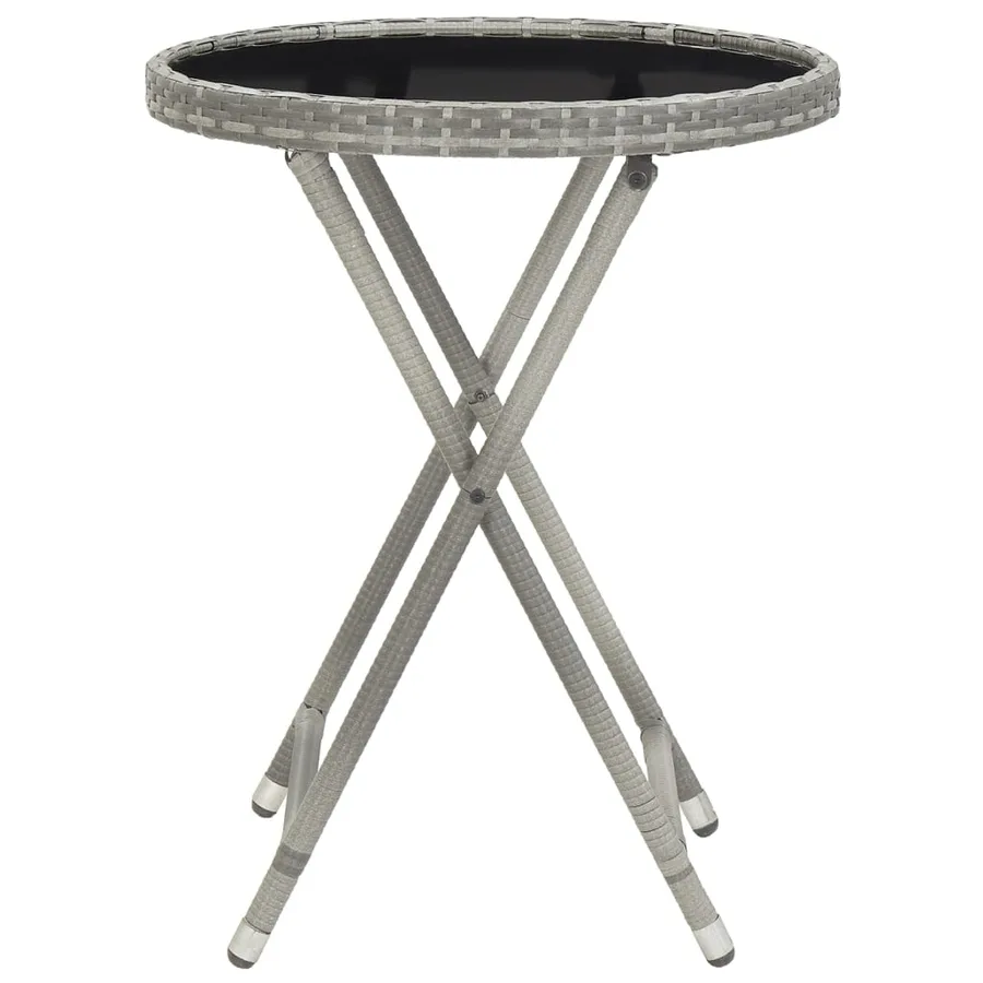 Ensemble de bistro jardin 5pcs Résine tressée verre trempé Gris - 8