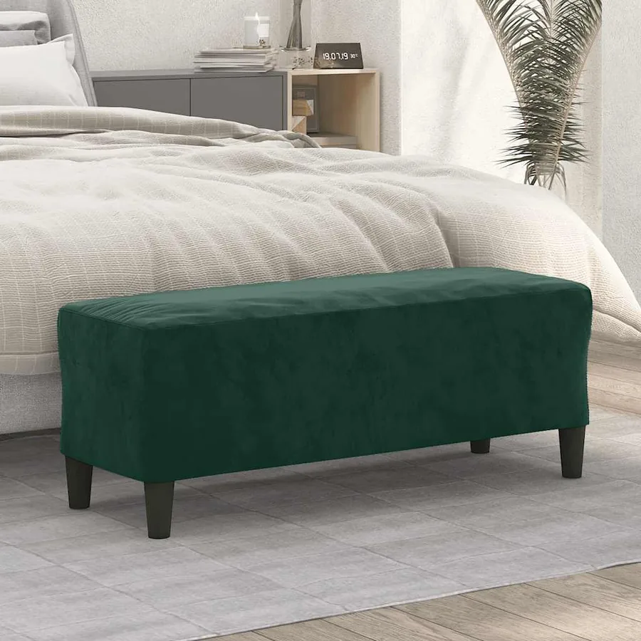 Banc Vert foncé 100x35x41 cm Velours