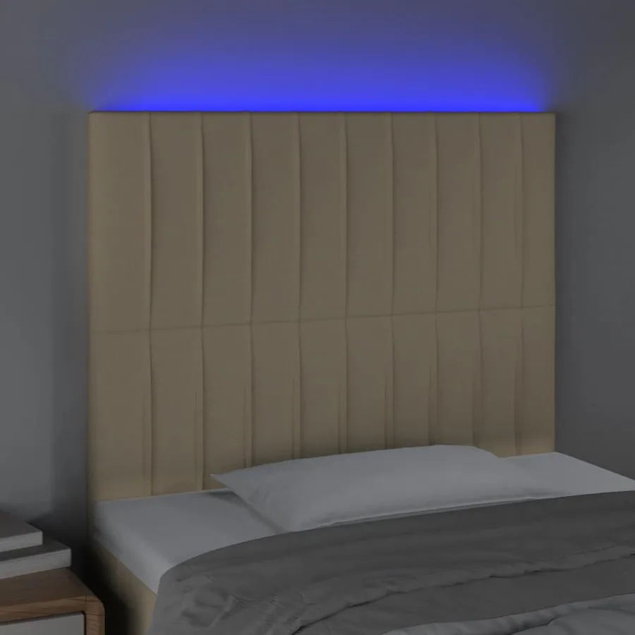 Tête de lit à LED Crème 80x5x118/128 cm Tissu - 3