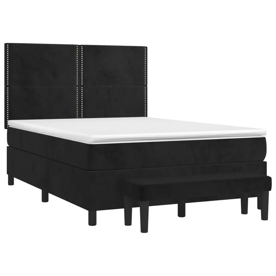 Sommier à lattes de lit avec matelas Noir 140x200 cm Velours - 3