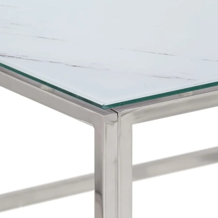 Table basse argenté acier inoxydable et verre trempé - 5