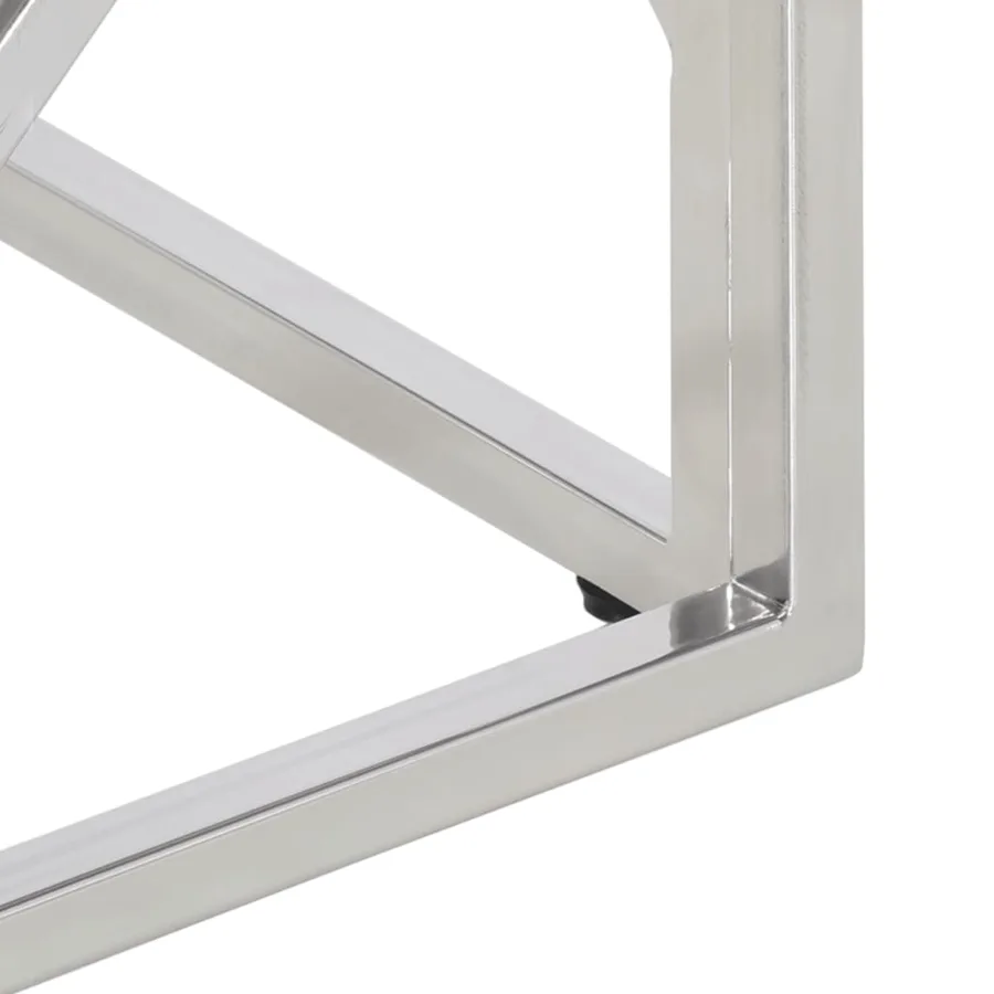 Table basse argenté acier inoxydable et verre trempé - 6