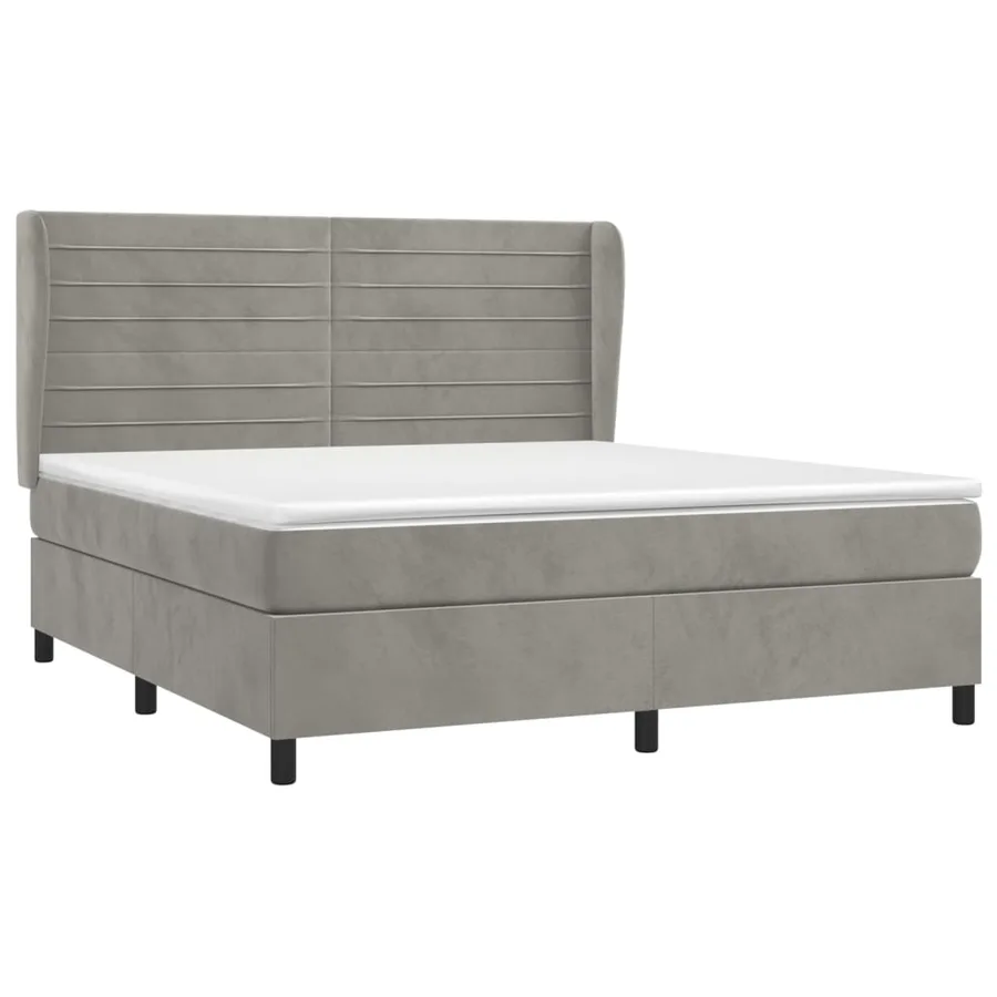 Sommier à lattes de lit et matelas Gris clair 180x200cm Velours - 3