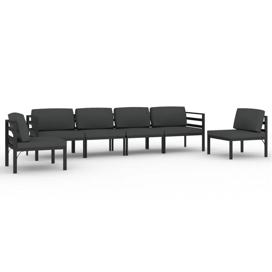 Salon de jardin 6 pcs avec coussins Aluminium Anthracite - 2