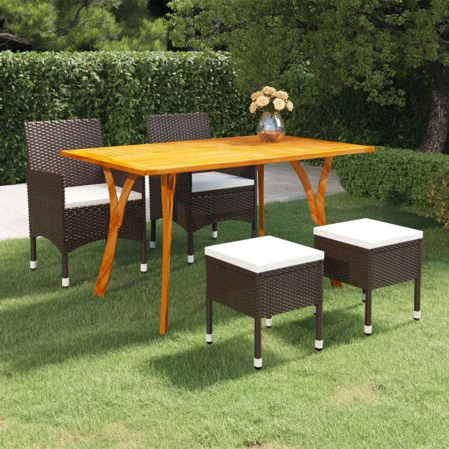 Ensemble à manger de jardin 5 pcs Marron