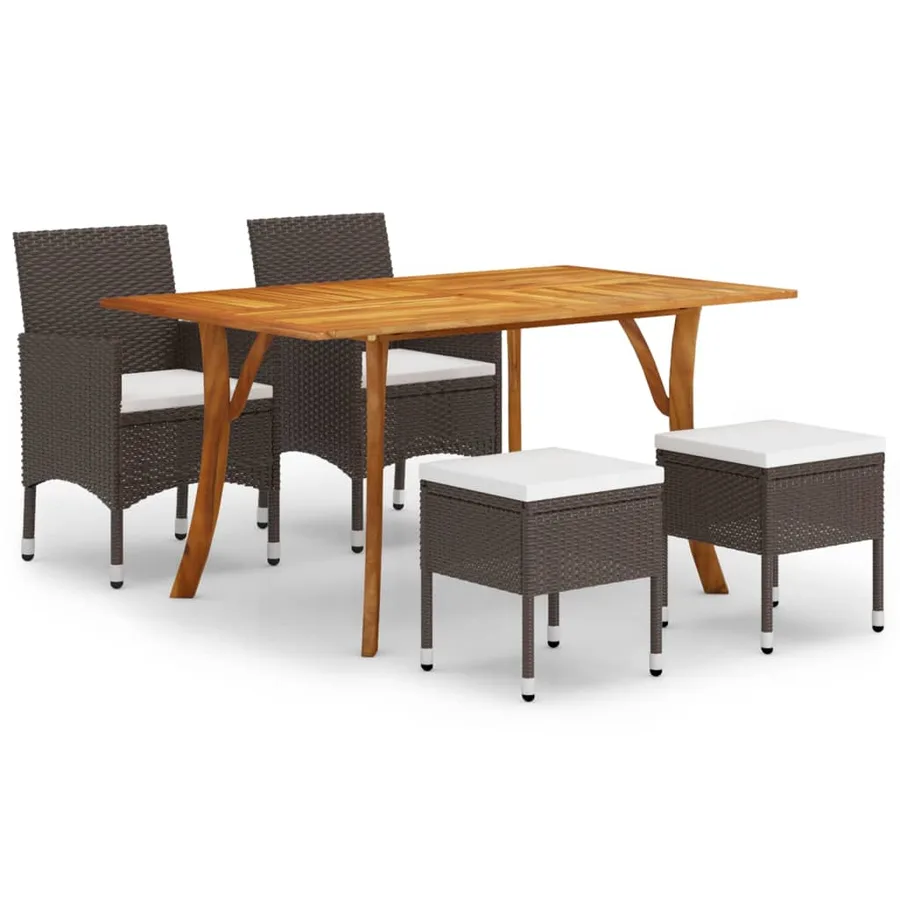 Ensemble à manger de jardin 5 pcs Marron - 2