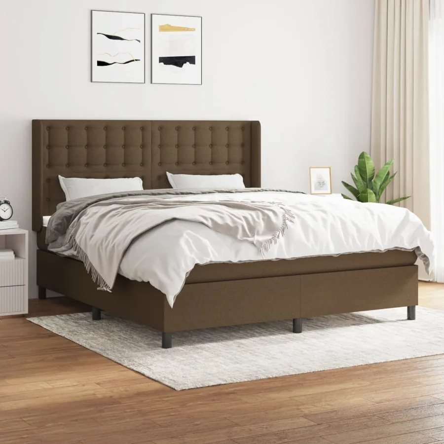 Sommier à lattes de lit avec matelas Marron foncé 180x200 cm