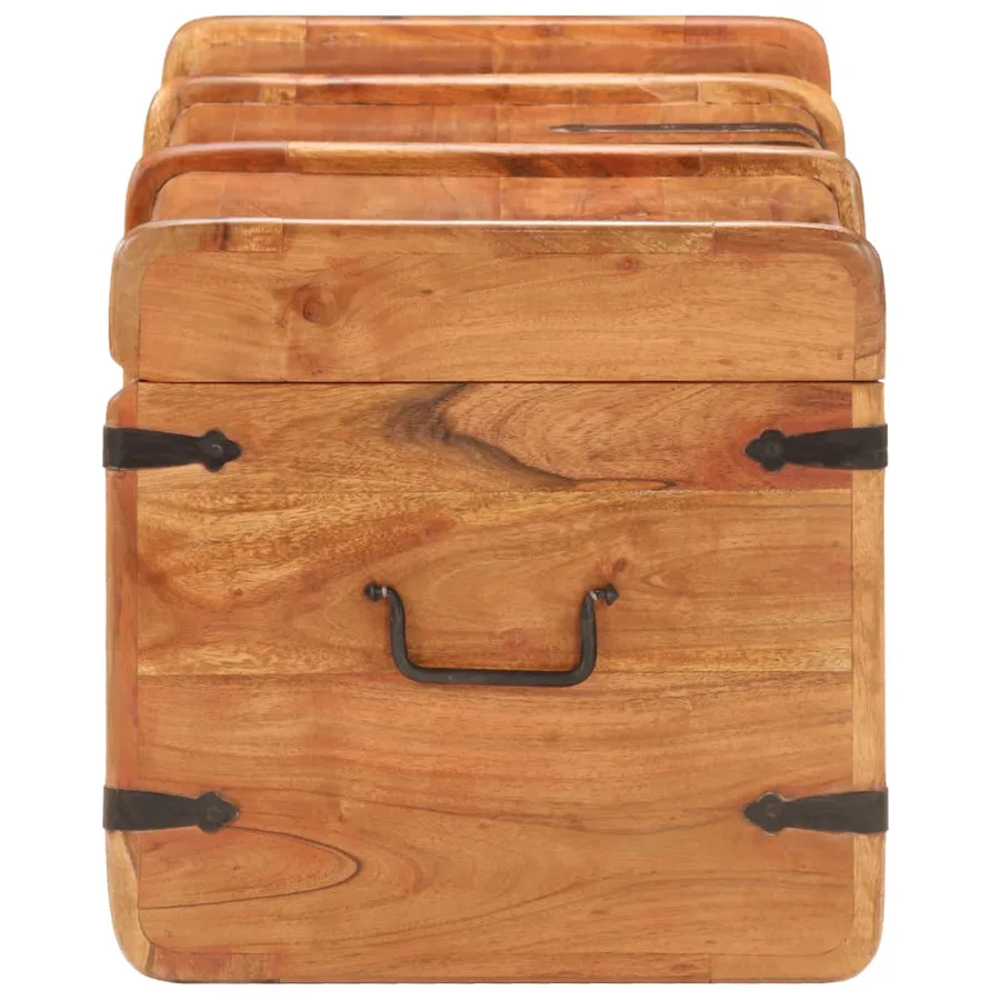 Coffre de rangement 90x40x40 cm Bois d'acacia solide - 4
