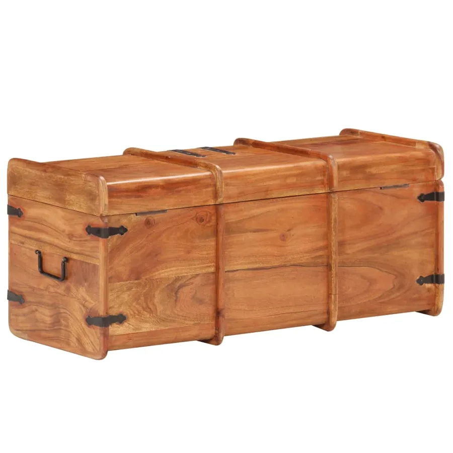 Coffre de rangement 90x40x40 cm Bois d'acacia solide - 5