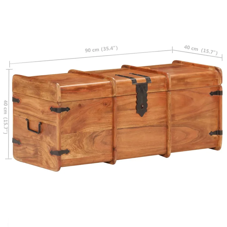 Coffre de rangement 90x40x40 cm Bois d'acacia solide - 8