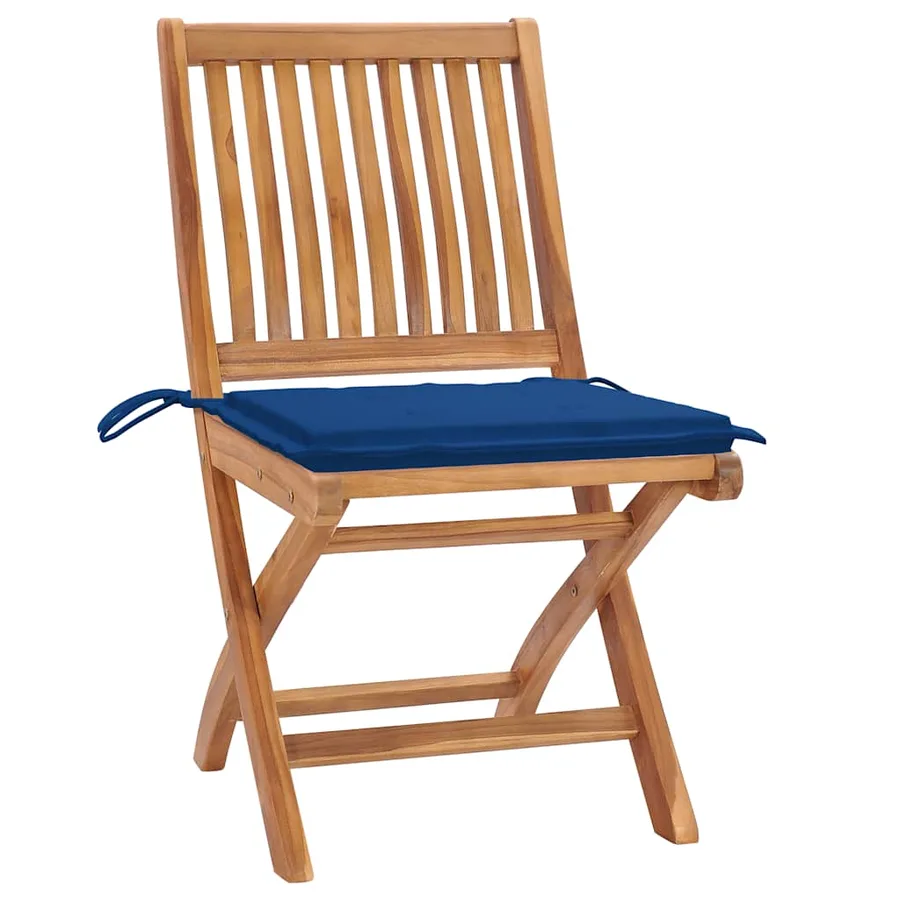 Chaises pliables de jardin avec coussins lot de 8 Teck solide - 3