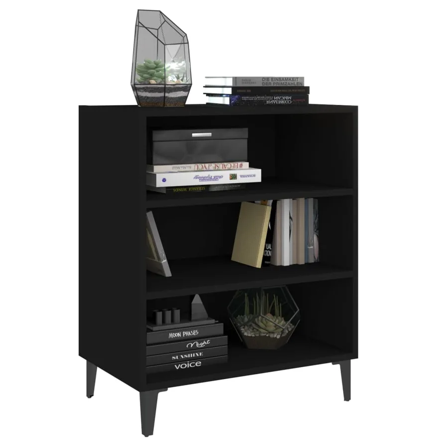 Buffet noir 57x35x70 cm bois d’ingénierie - 5
