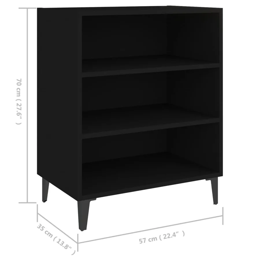Buffet noir 57x35x70 cm bois d’ingénierie - 6