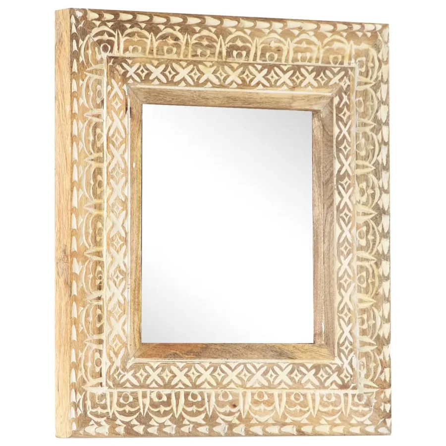 Miroir sculpté à la main 50x50x2,6 cm Bois de manguier solide