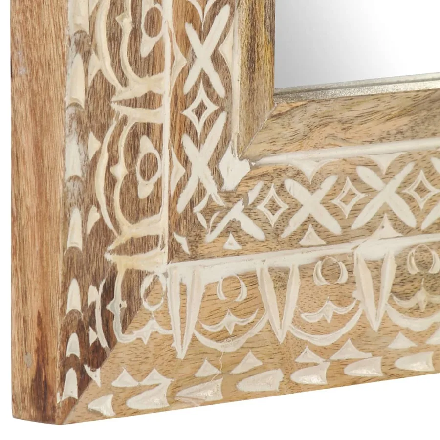 Miroir sculpté à la main 50x50x2,6 cm Bois de manguier solide - 4