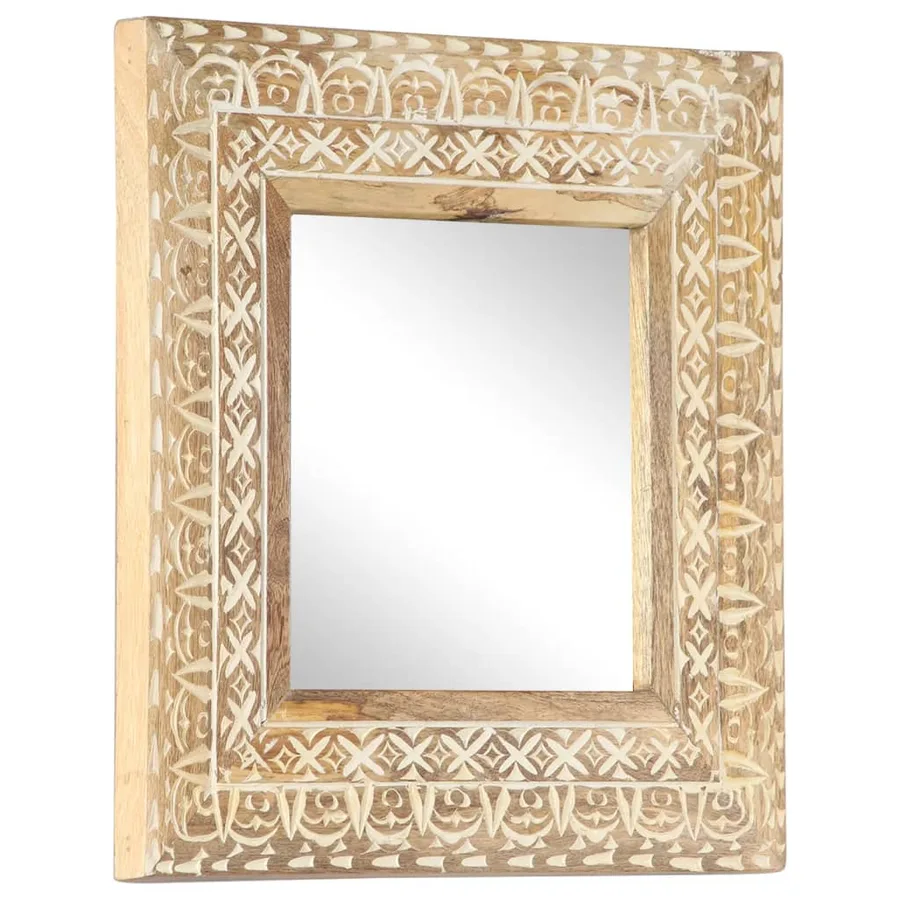 Miroir sculpté à la main 50x50x2,6 cm Bois de manguier solide - 6
