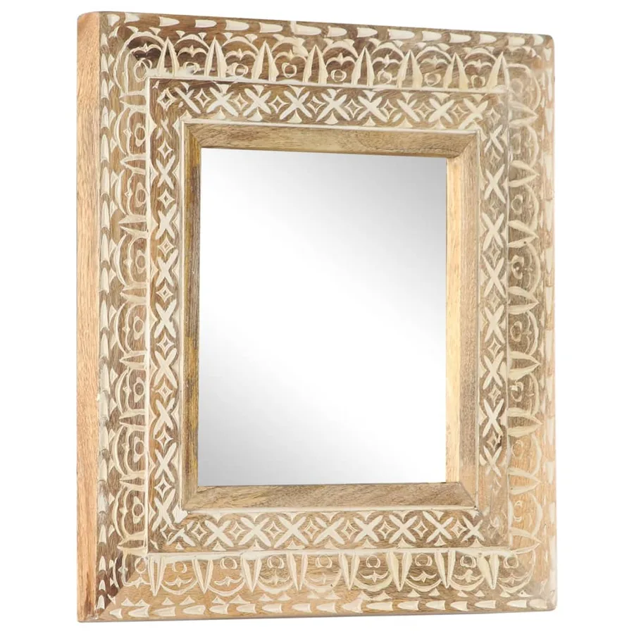 Miroir sculpté à la main 50x50x2,6 cm Bois de manguier solide - 9