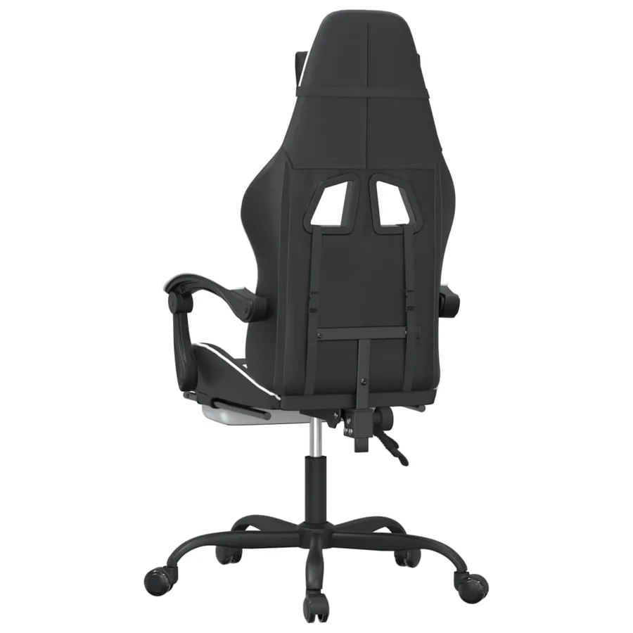 Chaise de jeu avec repose-pied Noir et blanc Similicuir - 5