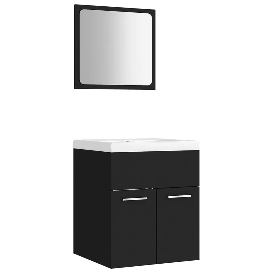 Ensemble de meubles de salle de bain Noir Aggloméré - 2