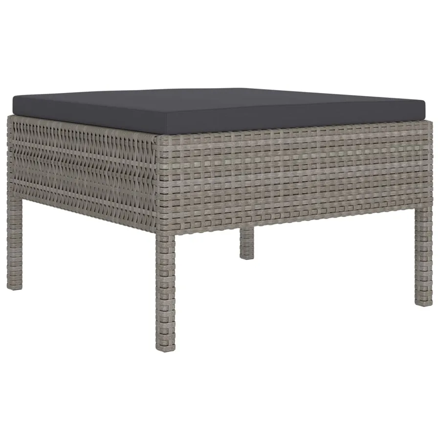 Salon de jardin 9 pcs avec coussins Résine tressée Gris - 3