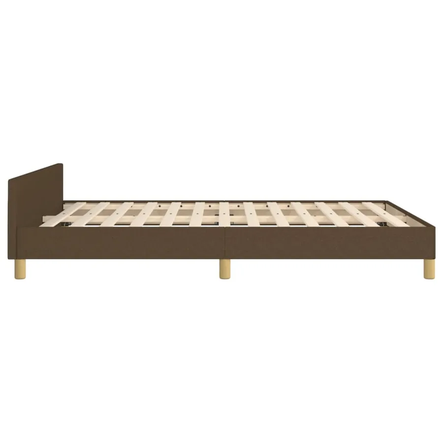 Cadre de lit sans matelas marron foncé 140x190 cm tissu - 7