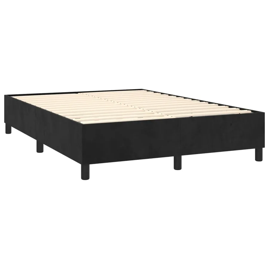 Sommier à lattes de lit avec matelas Noir 140x200 cm Velours - 4