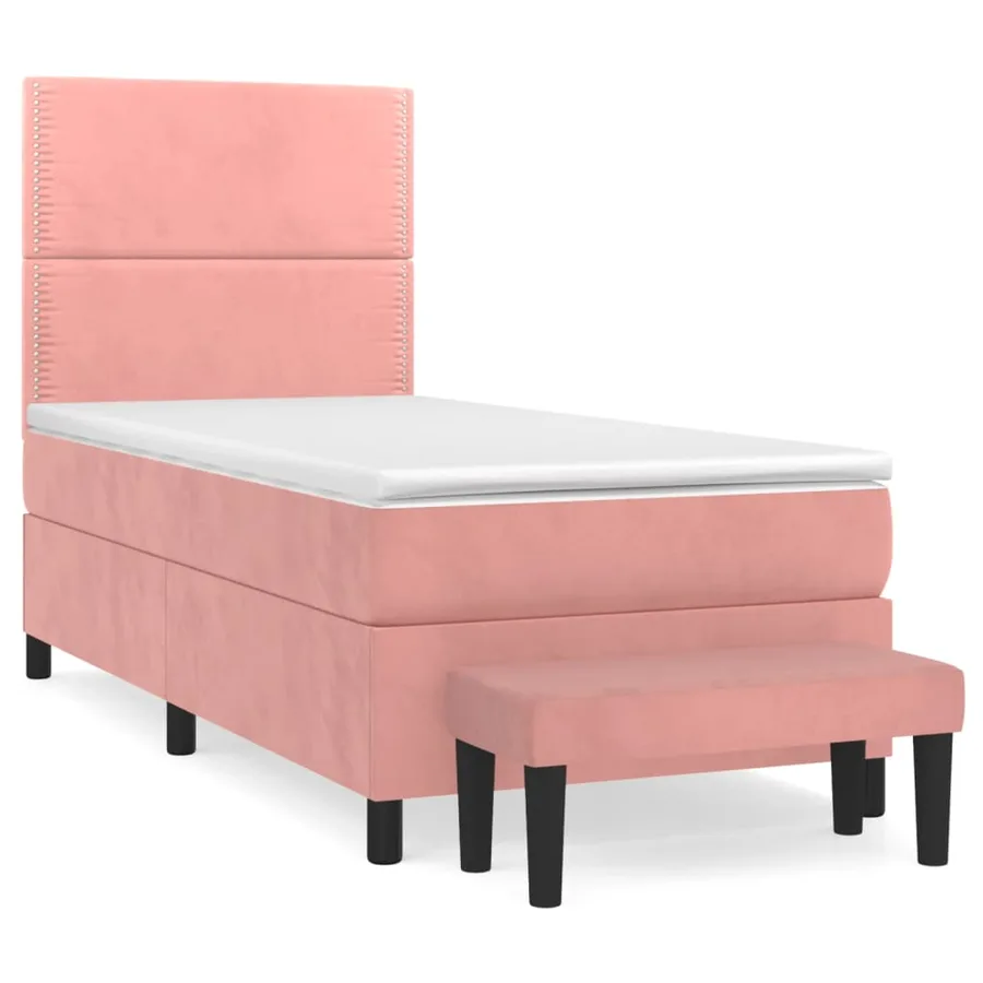 Sommier à lattes de lit avec matelas Rose 90x200 cm Velours - 2