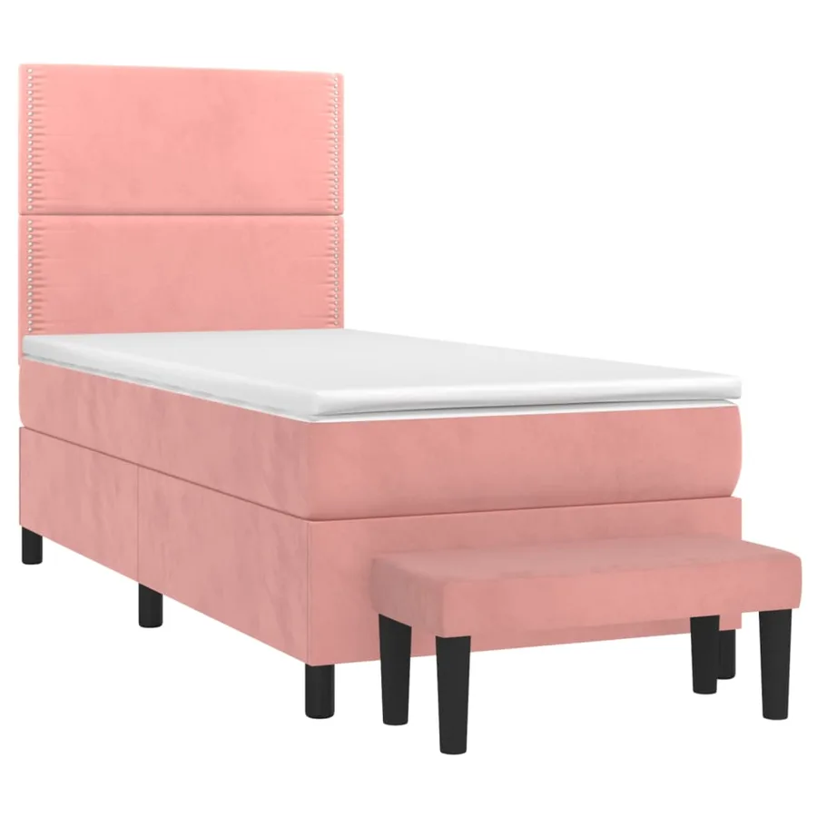 Sommier à lattes de lit avec matelas Rose 90x200 cm Velours - 3