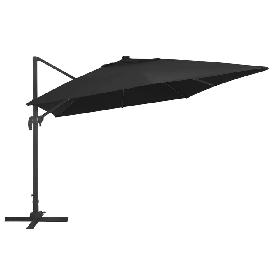 Parasol déporté avec lumières LED Aluminium 400x300 cm noir - 3