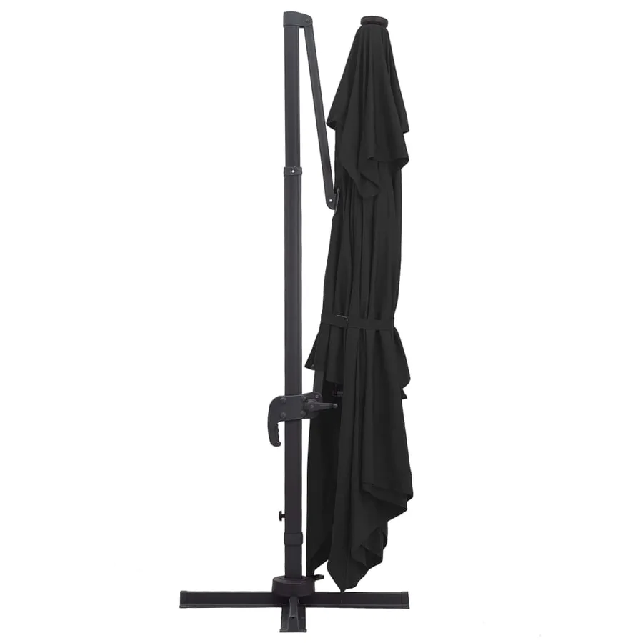 Parasol déporté avec lumières LED Aluminium 400x300 cm noir - 5