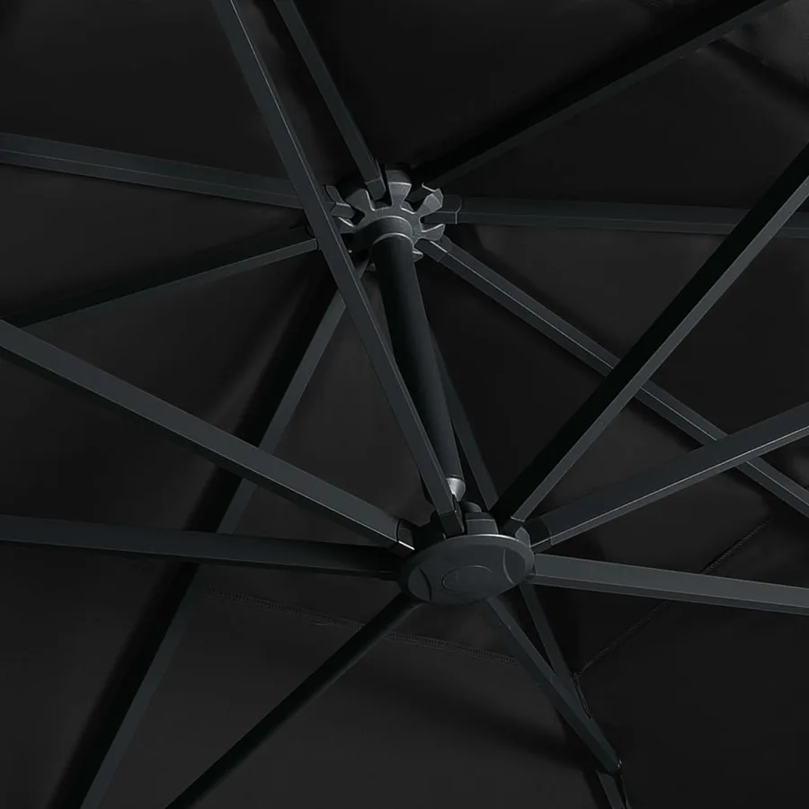 Parasol déporté avec lumières LED Aluminium 400x300 cm noir - 6