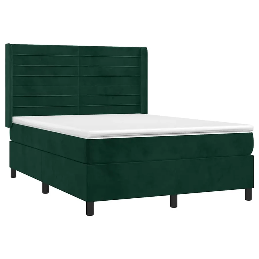 Sommier à lattes de lit et matelas Vert foncé 140x200cm Velours - 3