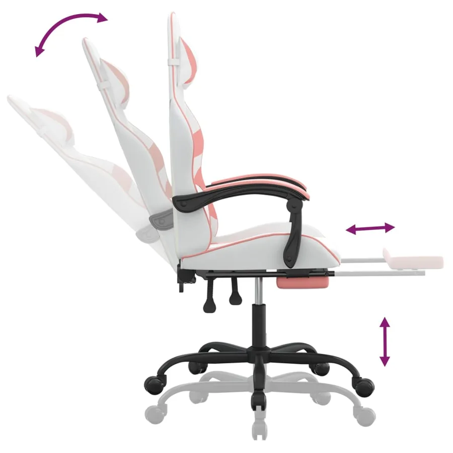 Chaise de jeu pivotante et repose-pied Blanc et rose Similicuir - 11