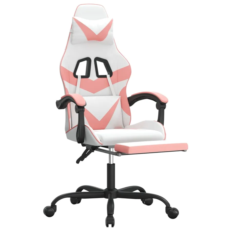 Chaise de jeu pivotante et repose-pied Blanc et rose Similicuir - 6