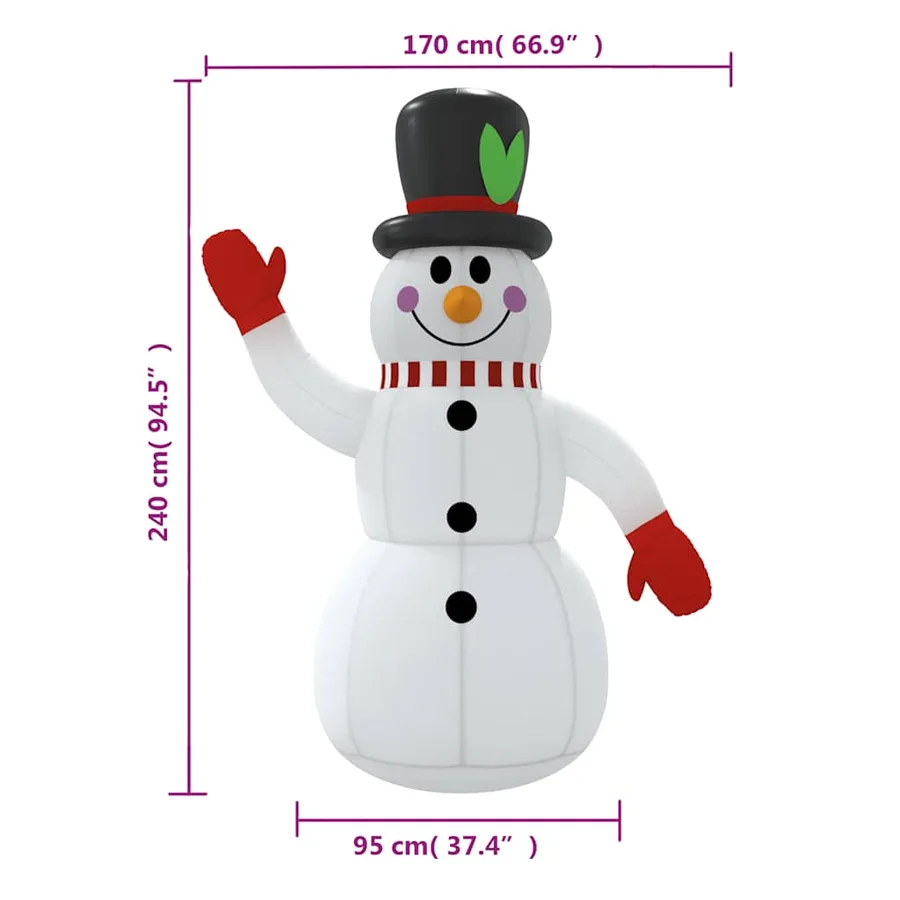 Bonhomme de neige gonflable avec LED 240 cm - 12