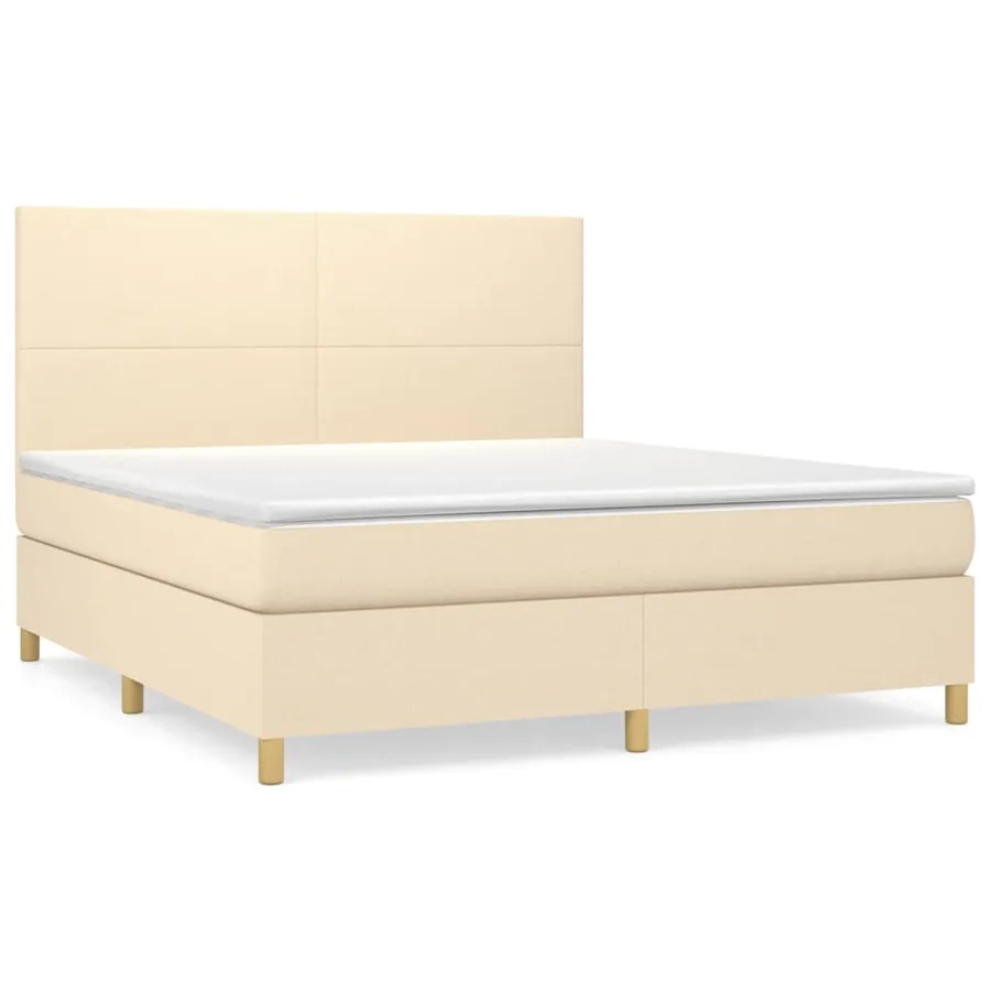 Sommier à lattes de lit avec matelas Crème 180x200 cm Tissu - 2