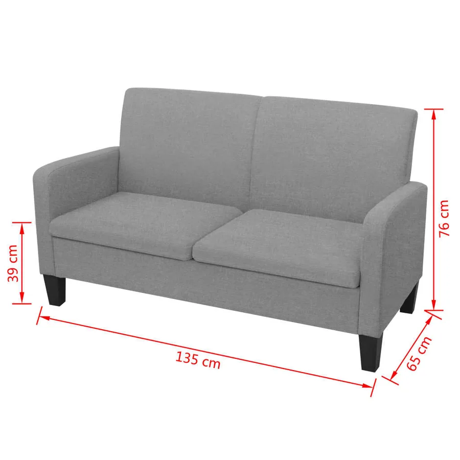 Canapé à 2 places 135 x 65 x 76 cm Gris clair - 4