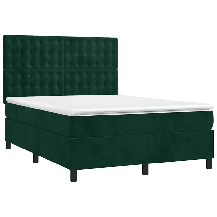 Sommier à lattes de lit matelas et LED Vert foncé 140x190 cm - 3