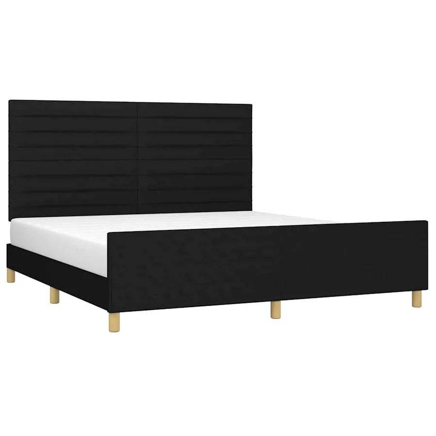Cadre de lit sans matelas noir 160x200 cm tissu - 3