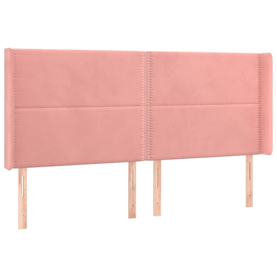 Tête de lit avec oreilles Rose 163x16x118/128 cm Velours - 2