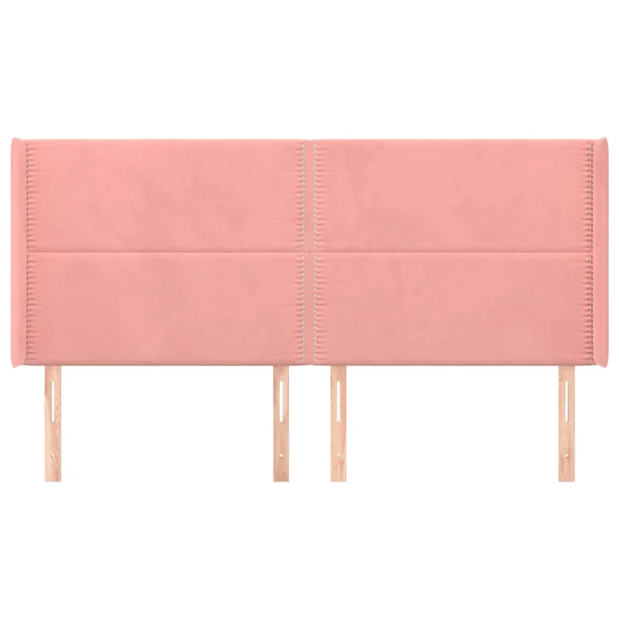 Tête de lit avec oreilles Rose 163x16x118/128 cm Velours - 3